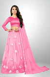 Red Art Silk and Net Lehenga with Embroidered Dupatta, Indian women's traditional ensemble