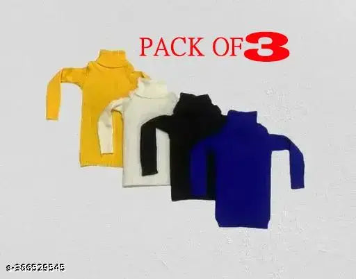 Woolen kids high neck skivis (pack of 3) - soft, warm sweaters for infants & toddlers