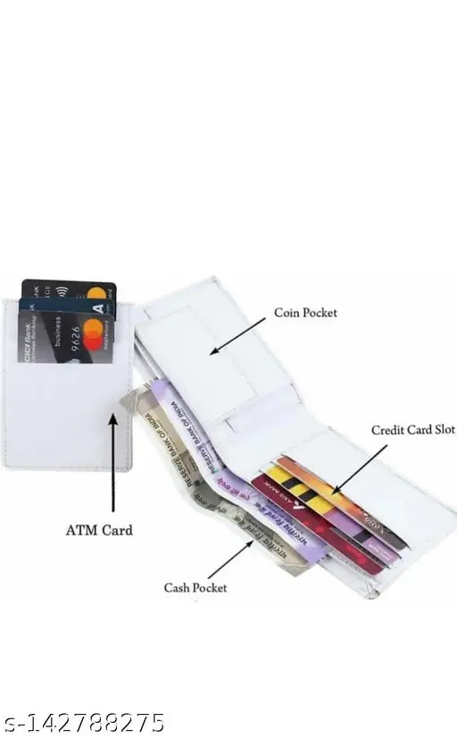 White stylish artificial leather wallet, multiple card slots