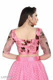 Gold-foil embroidered organza lehenga & net dupatta, free size, Indian traditional bridal wear