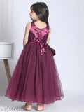 Purple net embellished dress for girls aged 1-2 years, Indian partywear fashion