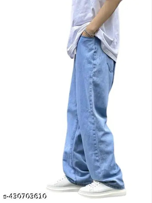 Light blue denim Steright Fit Baggy for men, size 30 (waist 31, length 40, hip 37 inches)