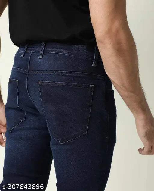 Stylish men's blue denim jeans by Markview - Solid fit for a contemporary look