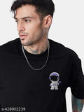 Oversized cotton-blend T-shirt for men, printed with a panda design. India origin