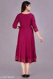 Solid rayon Anarkali kurta for women, three-quarter sleeves, Indian traditional wear