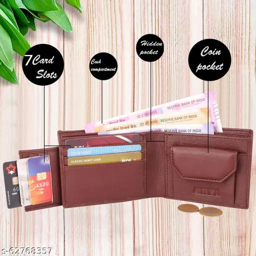 Mens faux leather ATM wallet, textured net design with 2 compartments, regular size for everyday carry