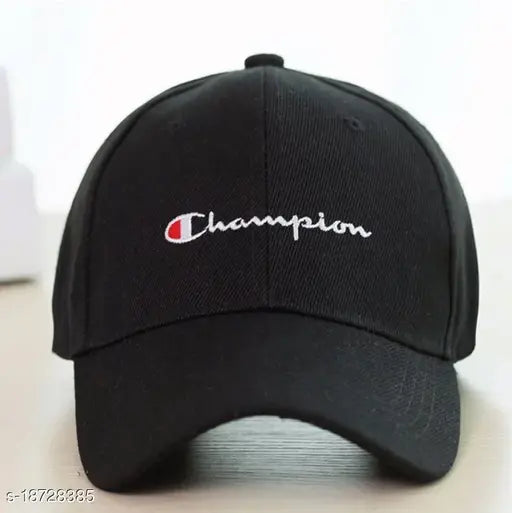 Women's black cotton baseball cap with a logo, branded sports accessory