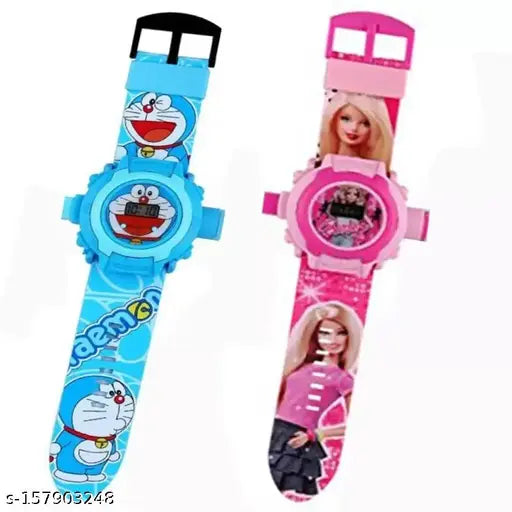Brightly colored digital watch with cartoon character designs, perfect as a birthday or kid's gift
