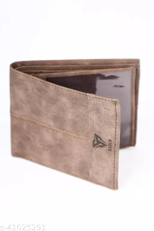 Light brown striped, genuine leather RARER RFID protected extra slot wallet with 3 compartments