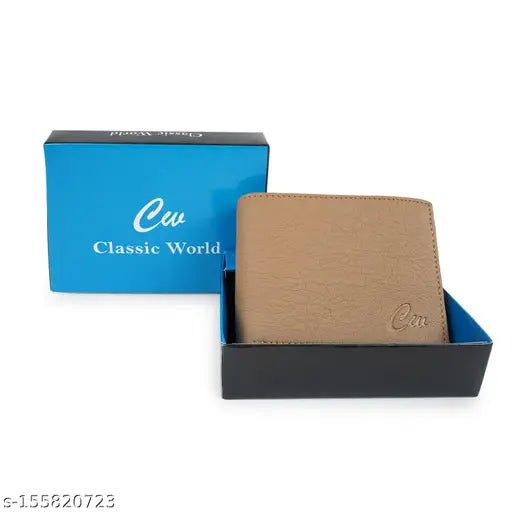 Sisa Classic Latest Trending Slim PU Leather Wallet, faux leather bi-fold design, 2 compartments for men & women, solid pattern, free size (11cm x 10cm)