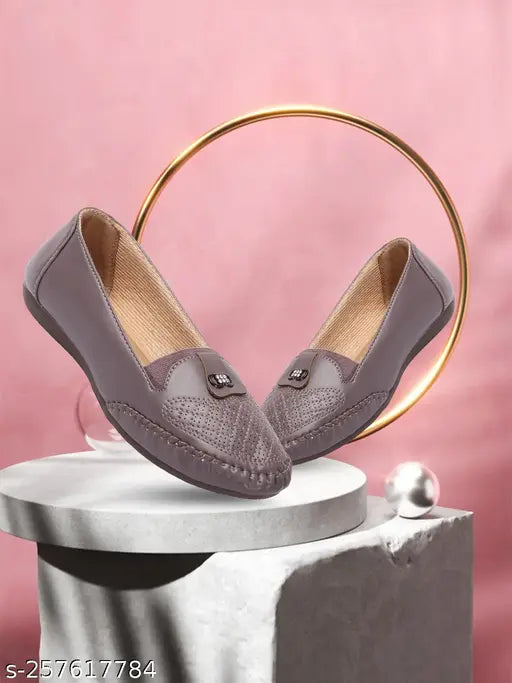 Synthetic leather women's and girls bellies - perforated, slip-on, trendy ethnic fashionable footwear