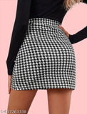 Black and white checkered skirt, mid-calf length