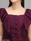 Women's solid crepe jumpsuit, short sleeves, size M (Bust: 36in, Length: 49in, Waist: 28in), made in India