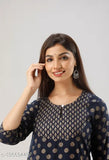 Gold-paneled Rayon Slub Printed Kurti & Palazzo by MAUKA, India