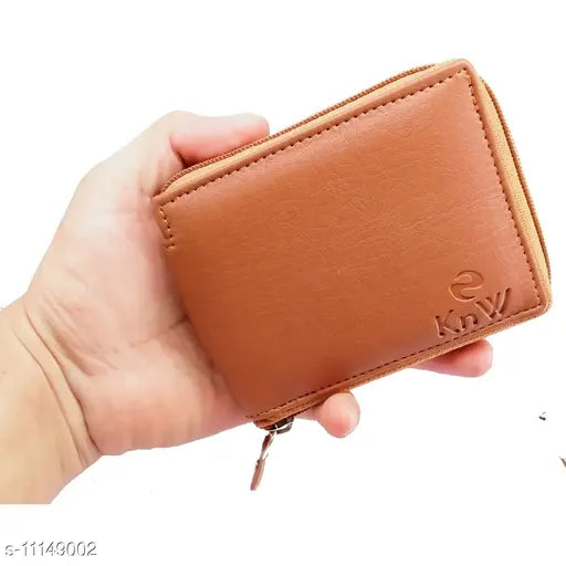 Brown faux leather men's wallet, solid pattern, stylish accessory for modern gentlemen