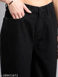 Women's black wide leg high rise jeans