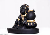 Multicolor Morater gifts Laddu Gopal backflow incense holder with 51 cones, decorative poly resin Krishna idol