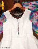 White Georgette kurti with dupatta, pastel shades, Indian-made, full sleeves