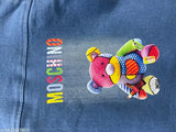 Boys' and girls' Moschino branded denim jacket with a cute teddy bear patch