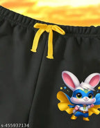 Colorful Creation Boys Printed Cotton Blend Hoodie TShirt and Jogger Set - Rabbit graphics, warm, soft, long sleeves, winter wear