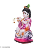 Multicolor marble Standing Lord Krishna Love Couple Statue, ideal for home decor or gifting, 20cm high