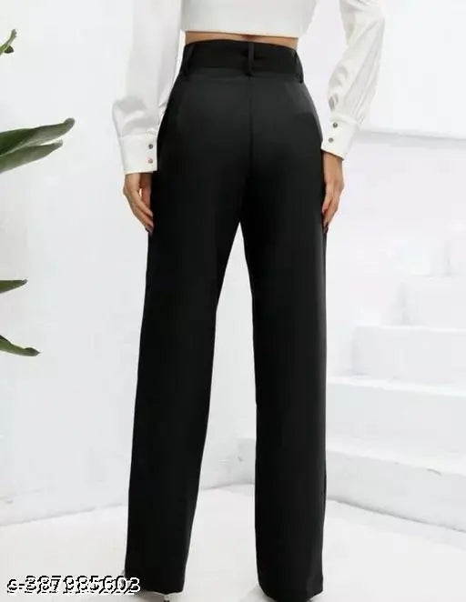 Black women's high-waisted trousers