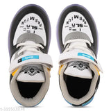 Lightweight, green and white, kids' velcro athletic shoes with LED lights