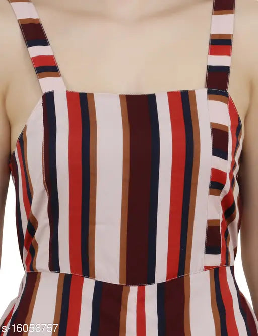 Comfy striped polyester sleeveless women's jumpsuit, perfect for parties, size L from India