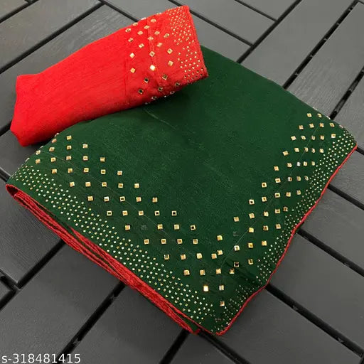 Vichitra Silk saree with Swarovski embellished blouse, black and gold for festive occasions, Indian traditional wear, handcrafted in India (5.5m, 0.8m)