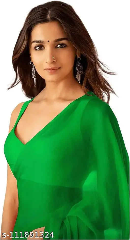 Green georgette saree