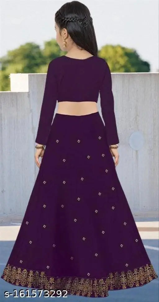 Taffeta silk semi-stitched lehenga choli set with embroidery, three-quarter sleeves, dry clean only