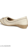 Brown synthetic ballerinas for women's comfort, slip-on design, fashionable belly shoes