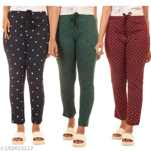 Women's printed elastic waist pants
