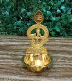 Brass handcrafted OM Vilakku - Murugan showpiece, traditional Indian artifact, 1.5cm x 1.5cm x 1.5cm dimensions