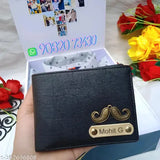 Textured faux leather men's wallet, 5 compartments, free size (10cm x 9cm), personalize with charms and color from Hanja Leather Mumbai, India