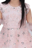 Dark kurta net anarkali lehenga choli set for girls, intricate Aari work, Indian wedding dress