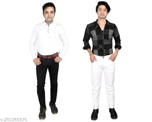 Fashionable solid denim jeans pack of 2 for men, size options: 28, 30, 32, 34, 36 (India origin)