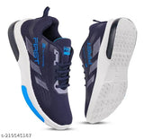 Blue and white sports sneakers with check strap, designed for running shoes for boys and girls