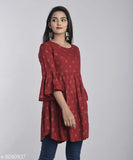 Stylish printed couple rayon tops - solid net, three-quarter sleeves, Indian origin