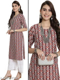 Premium crepe three-quarter sleeve printed combo kurta for women, Indian ethnic wear on low price