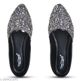 Designer synthetic leather ethnic shoes Jutis for women - embellished slip-on with stone work, India