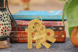 Gold oxidized metal Ganesha wall hanging statue (4x5 inch), dancing figurine for puja room or temple decor, believed to bring positivity and prosperity