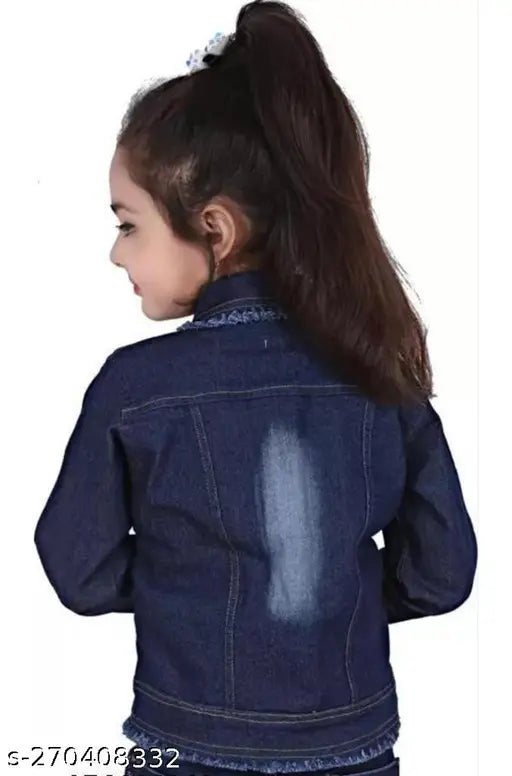 Dark blue denim jacket with 3 patches, girls