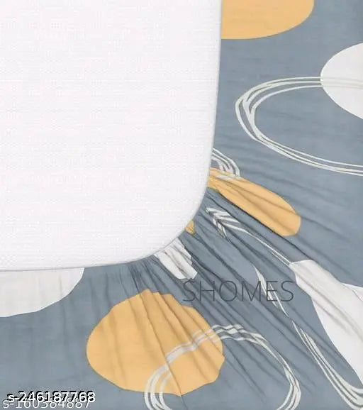 Elastic-fitted cotton double bedsheet with 2 pillow covers, geometric pattern, superfine quality - XMBUG