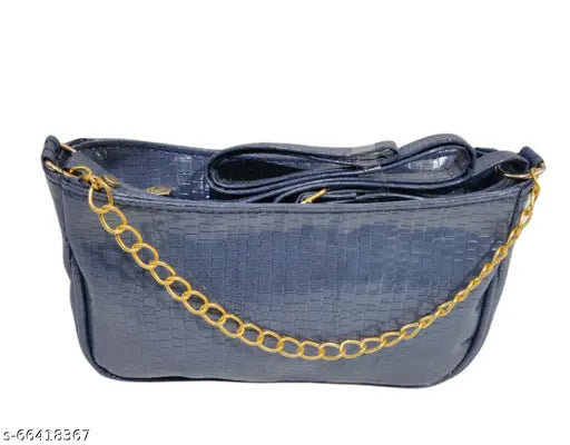 Navy Blue Synthetic Striped Net Sling Bag by Aaifa - Ideal for party wear, free size