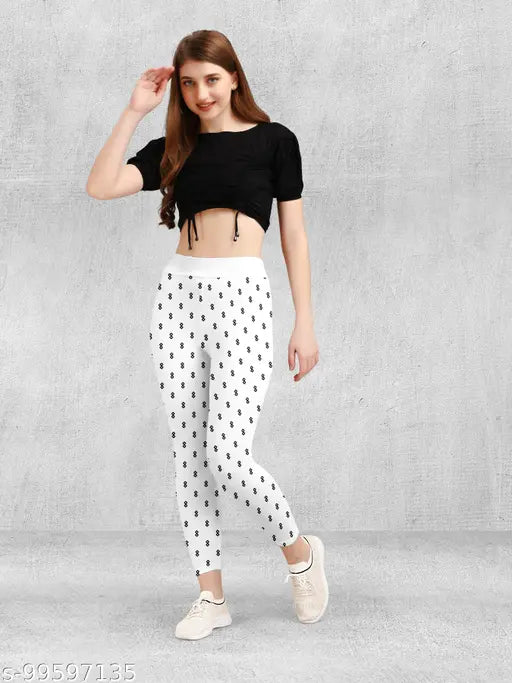 Cotton blend printed jeggings for women and girls, high-rise, slim fit, ankle length - pack of 2