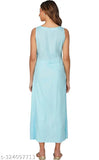 Women's linen-cotton lurex sleeveless kurta with side slit, vibrant Indian party wear in various sizes S to XXXL