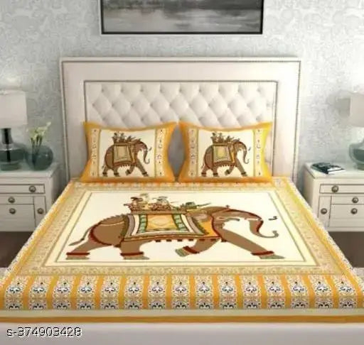 180 Tc Rajsthani Pure Cotton Double Bedsheet Combo Of 1 Bedsheet With 2 pillow cover