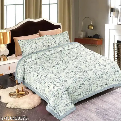 Luxurious floral reversible cotton comforter, king size with 2 pillowcases, enhances bedroom style