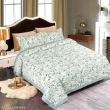 Luxurious floral reversible cotton comforter, king size with 2 pillowcases, enhances bedroom style